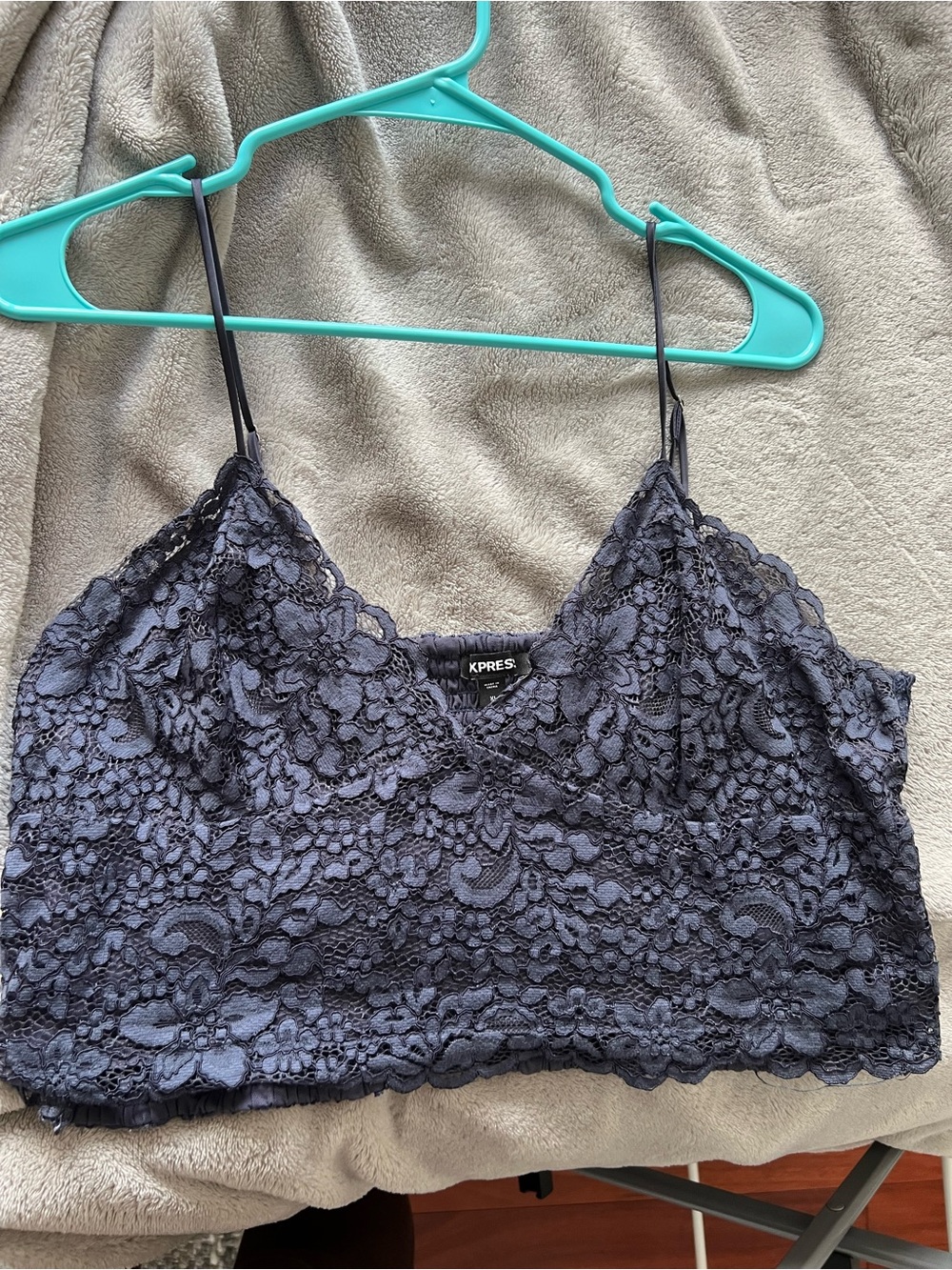 Express Navy Blue lace crop top